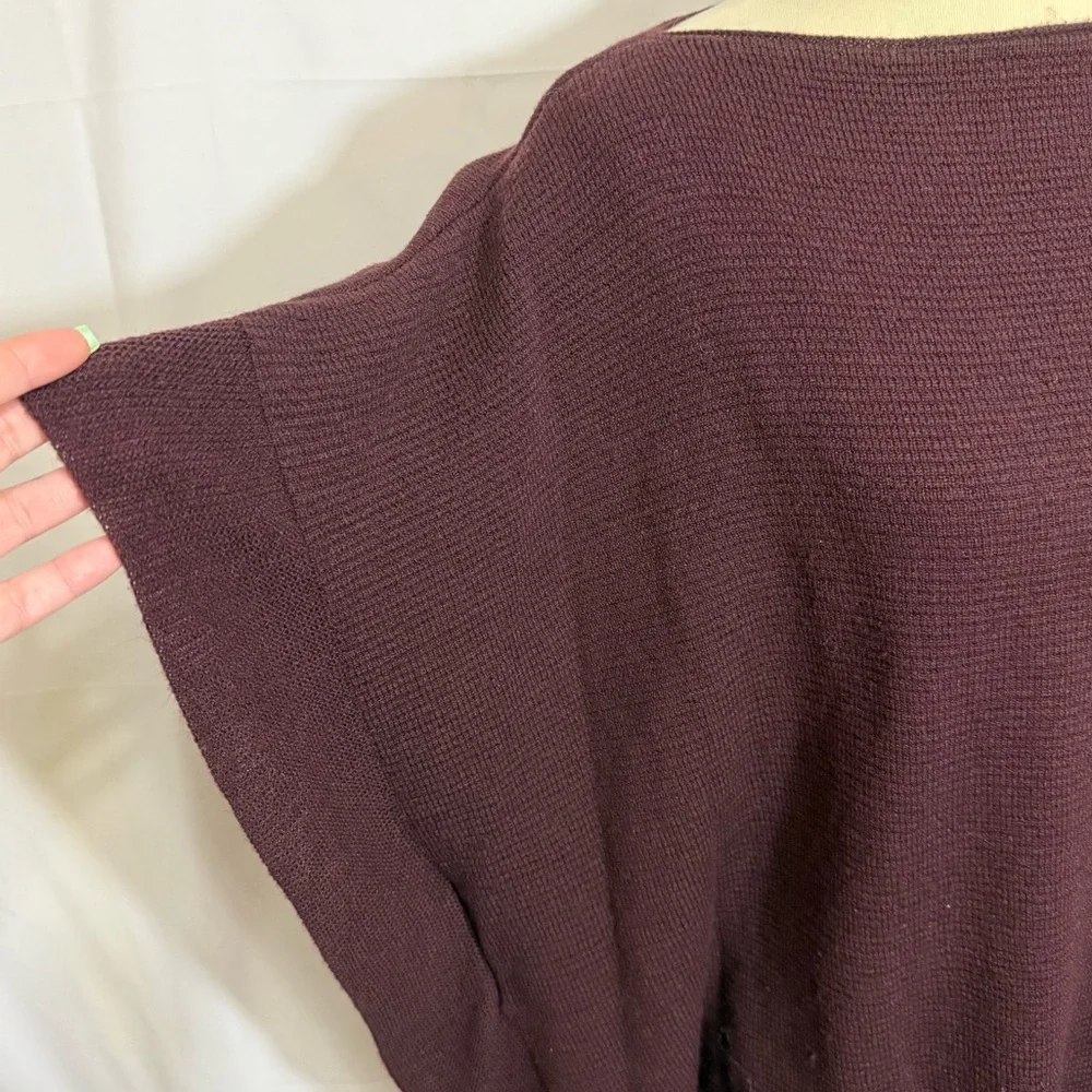 New York & Company Deep Burgundy Boatneck Poncho Sweater - Picture 10 of 12